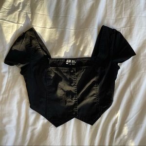 I AM GIA black crop top blouse
